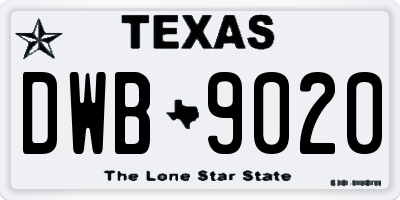 TX license plate DWB9020