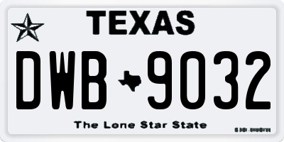 TX license plate DWB9032