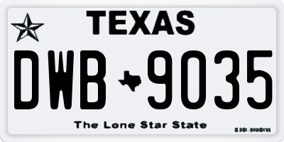 TX license plate DWB9035