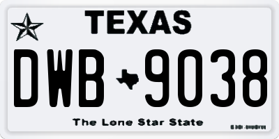 TX license plate DWB9038