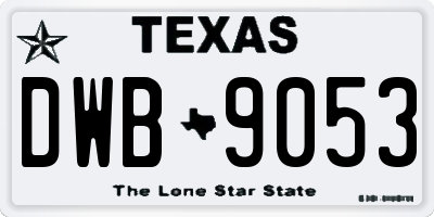 TX license plate DWB9053