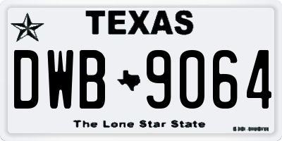 TX license plate DWB9064