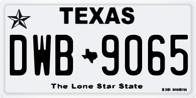 TX license plate DWB9065