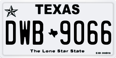 TX license plate DWB9066