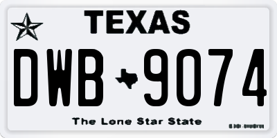 TX license plate DWB9074