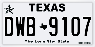 TX license plate DWB9107