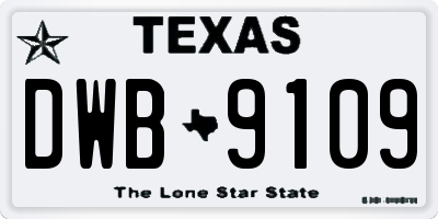 TX license plate DWB9109