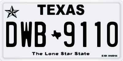 TX license plate DWB9110