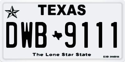 TX license plate DWB9111
