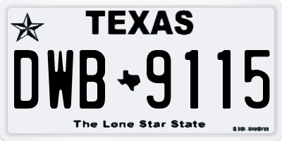 TX license plate DWB9115