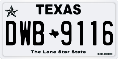 TX license plate DWB9116