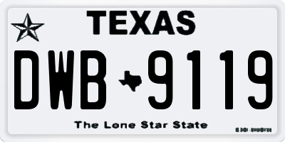 TX license plate DWB9119