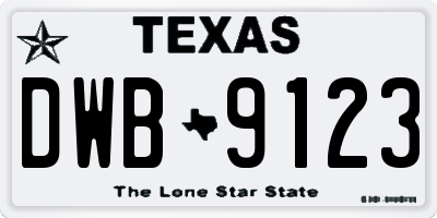 TX license plate DWB9123
