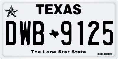 TX license plate DWB9125
