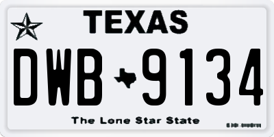 TX license plate DWB9134