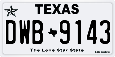 TX license plate DWB9143