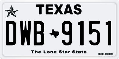 TX license plate DWB9151