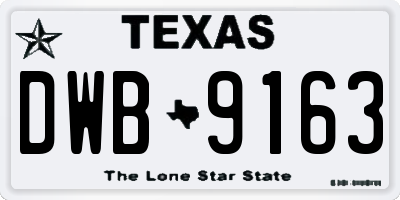 TX license plate DWB9163