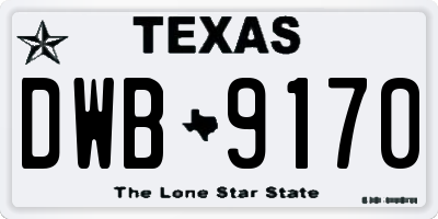 TX license plate DWB9170