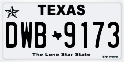 TX license plate DWB9173