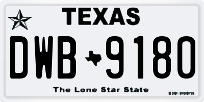 TX license plate DWB9180