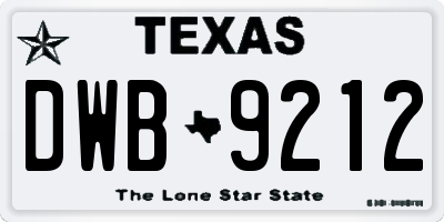 TX license plate DWB9212