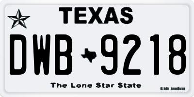 TX license plate DWB9218