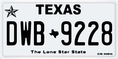 TX license plate DWB9228