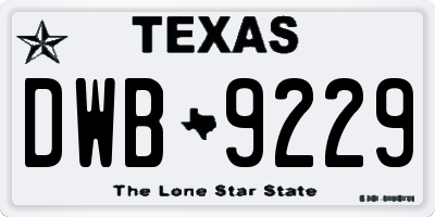 TX license plate DWB9229