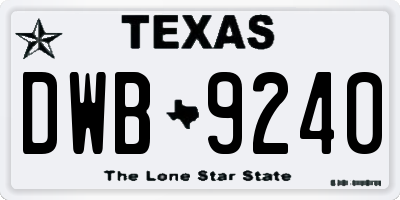 TX license plate DWB9240