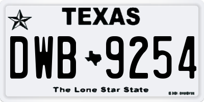 TX license plate DWB9254