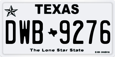 TX license plate DWB9276