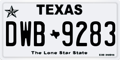 TX license plate DWB9283