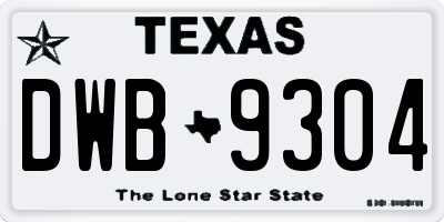 TX license plate DWB9304
