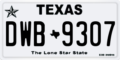 TX license plate DWB9307