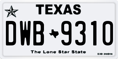 TX license plate DWB9310