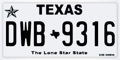 TX license plate DWB9316