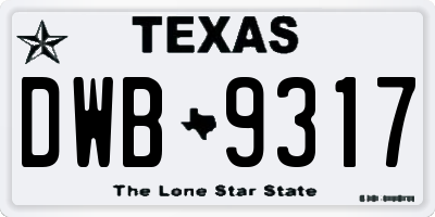 TX license plate DWB9317
