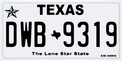 TX license plate DWB9319