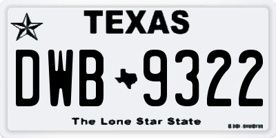 TX license plate DWB9322