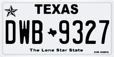 TX license plate DWB9327