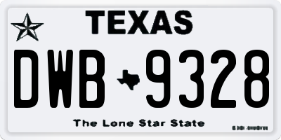 TX license plate DWB9328
