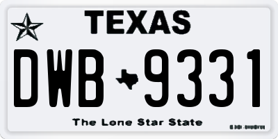 TX license plate DWB9331
