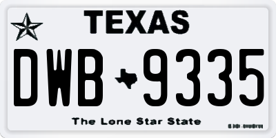 TX license plate DWB9335