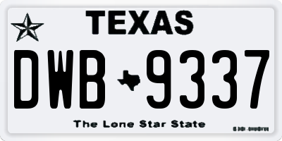 TX license plate DWB9337