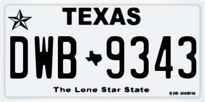 TX license plate DWB9343
