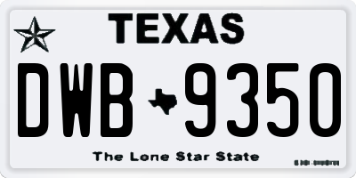 TX license plate DWB9350