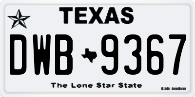 TX license plate DWB9367
