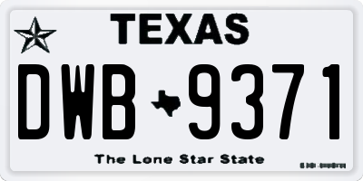 TX license plate DWB9371