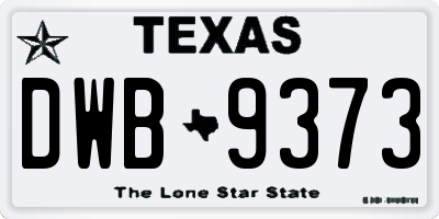 TX license plate DWB9373